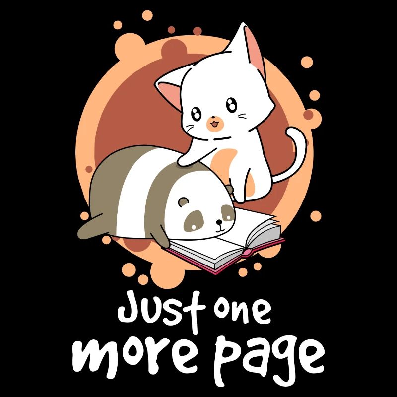 Just One More Page Lesen Buch Nerd Katze Panda