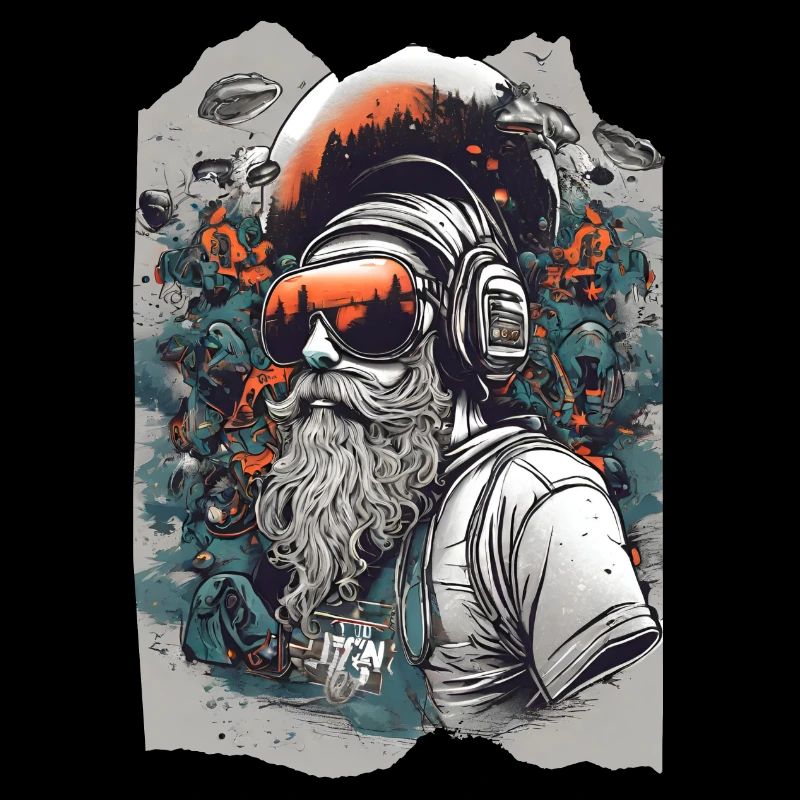 Alpine Audio Explorer Bärtiger Mann Kopfhörer Ski