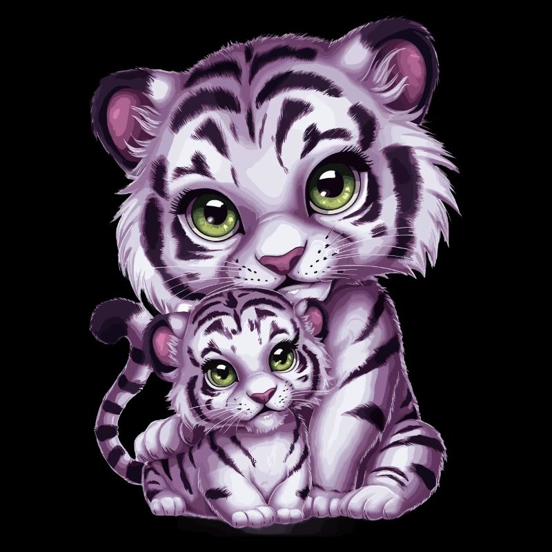 Weißer Tiger mit Tiger Mutter