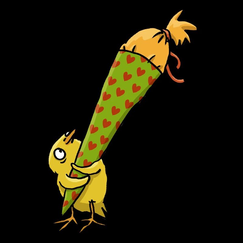 Chicks with school cone