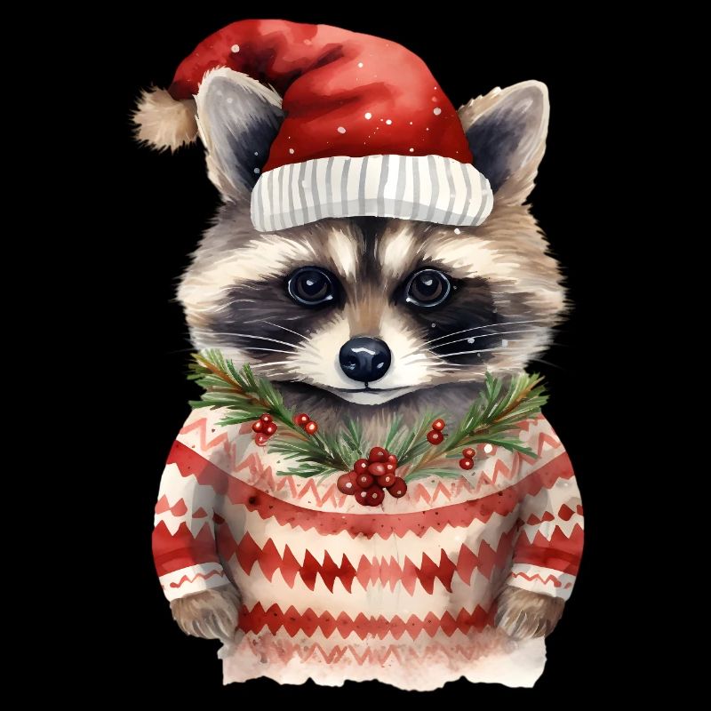 Waschbär Weihnachtspullover