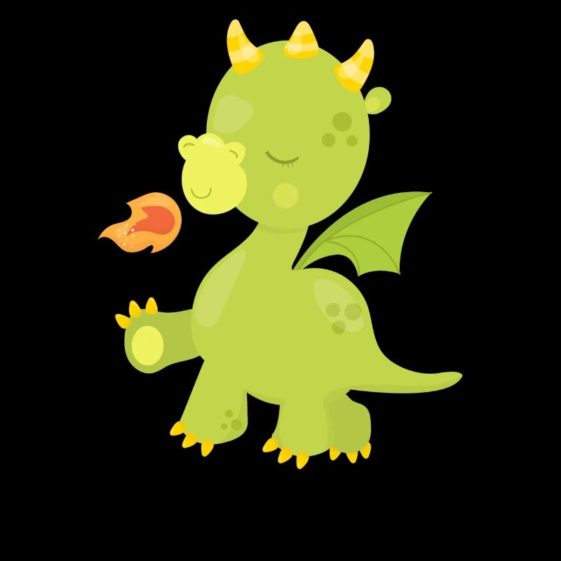 Dragon De Conte De Fées Mignon Bébé Dragon Breathing Fire