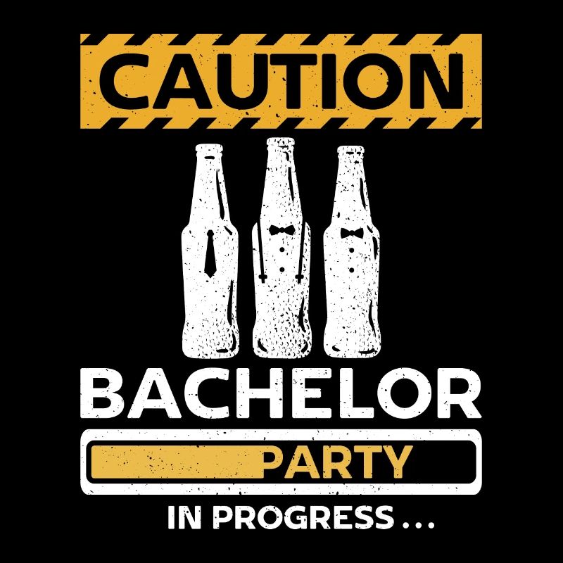Groomsmen caution bachelor party in progress
