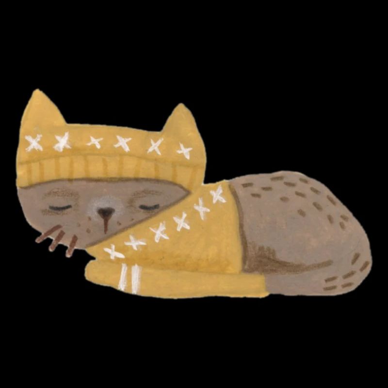 Sleeping Cat with Yellow Cap Sticker