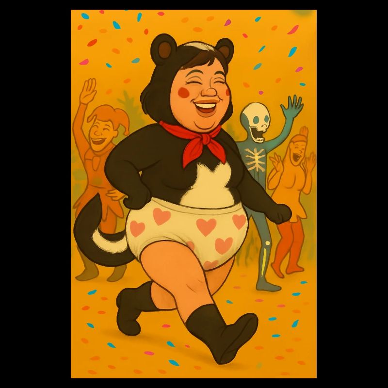 Festive dance with costumed characters