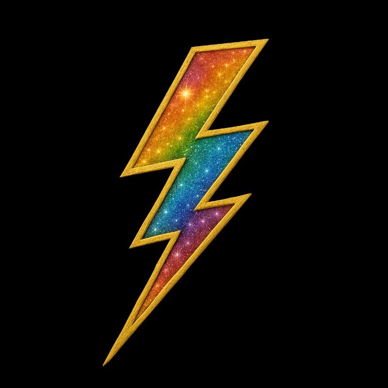 Regenbogen Blitz mit Goldrahmen