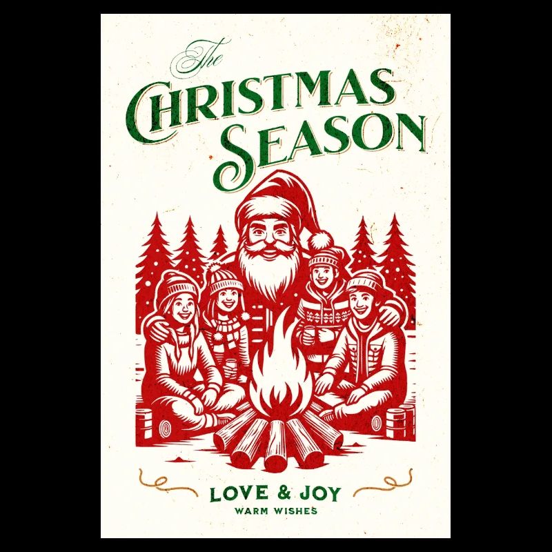 Joyeuse Vintage au feu de camp de Noël