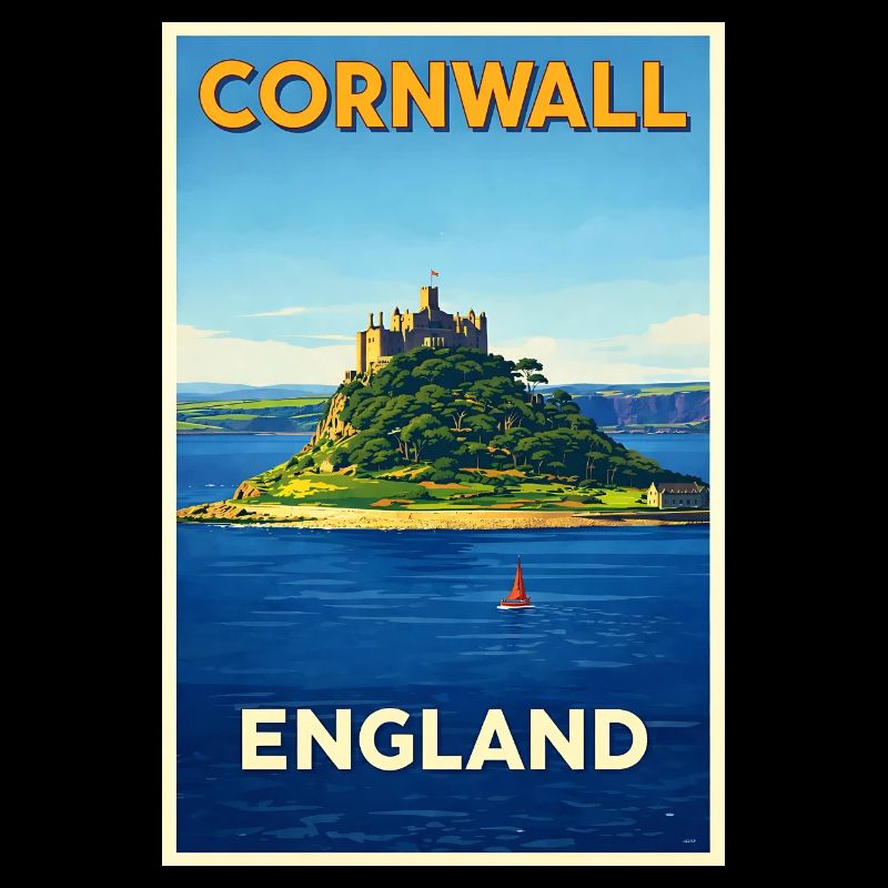 Cornwall England – Affiche de voyage rétro