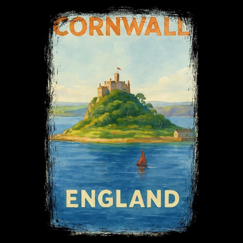 Cornwall England – Affiche de voyage aquarelle