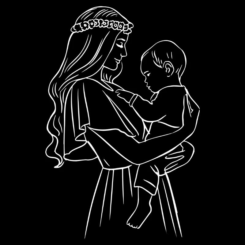 Mutter und Sohn – Weiße Schablone