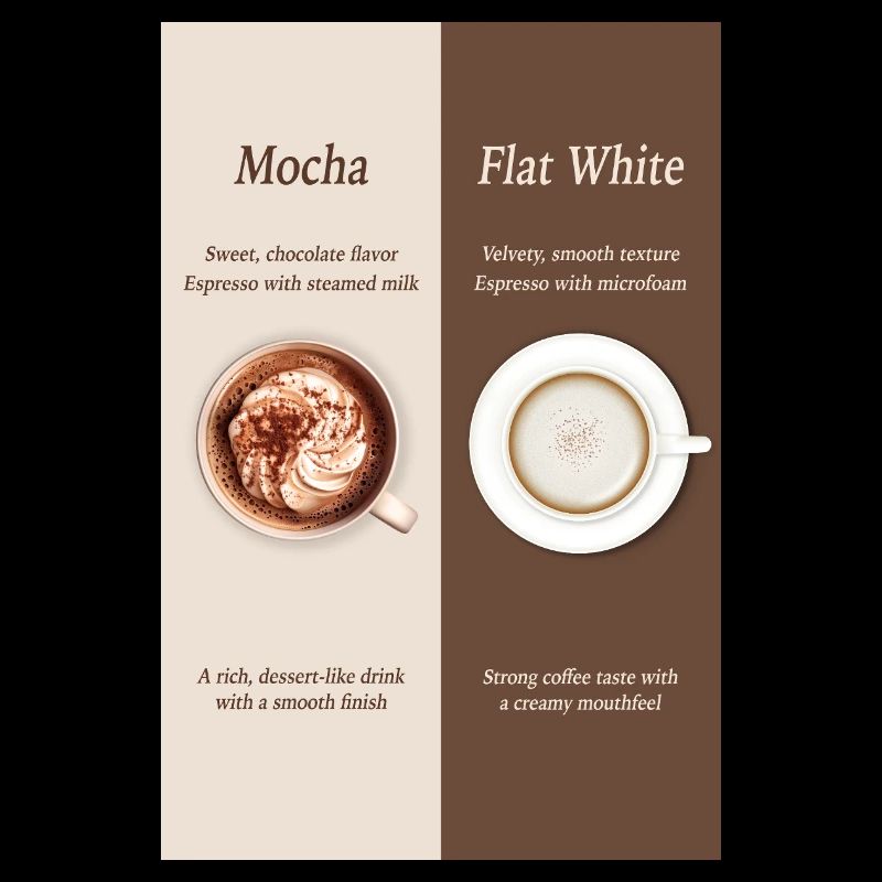 Affiche Moka vs café blanc plat
