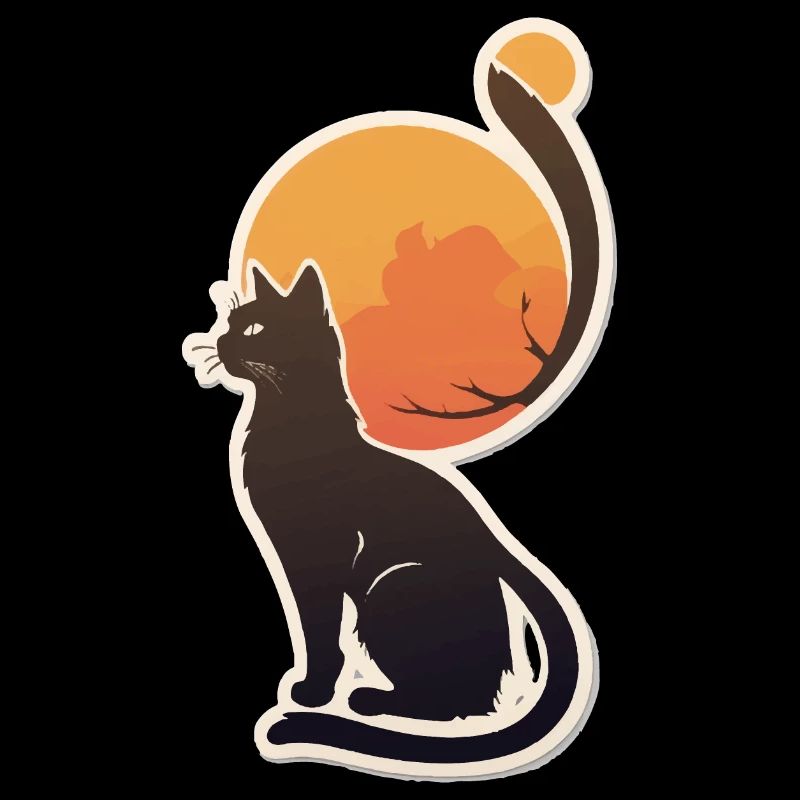 Chat mignon Vintage coucher de soleil