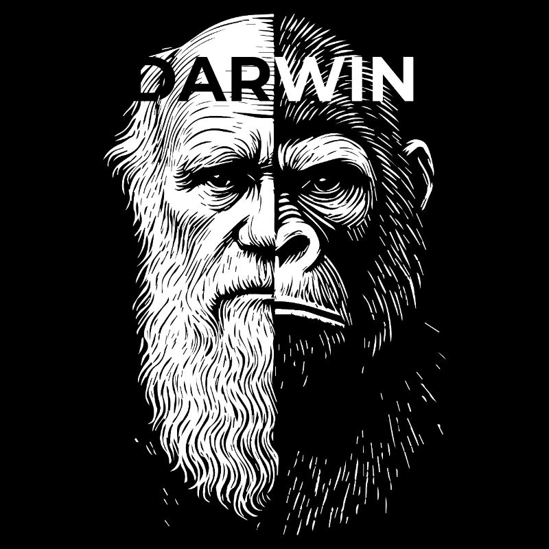Portrait divisé du gorille de Darwin