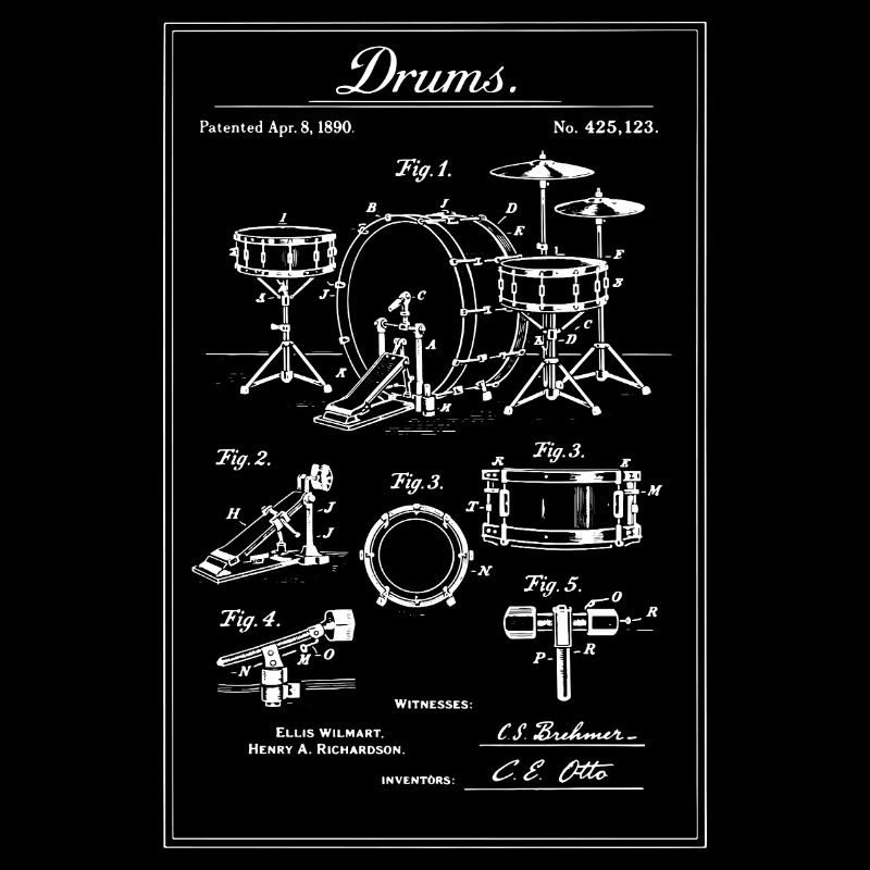 Vintage Drum Set Blueprint