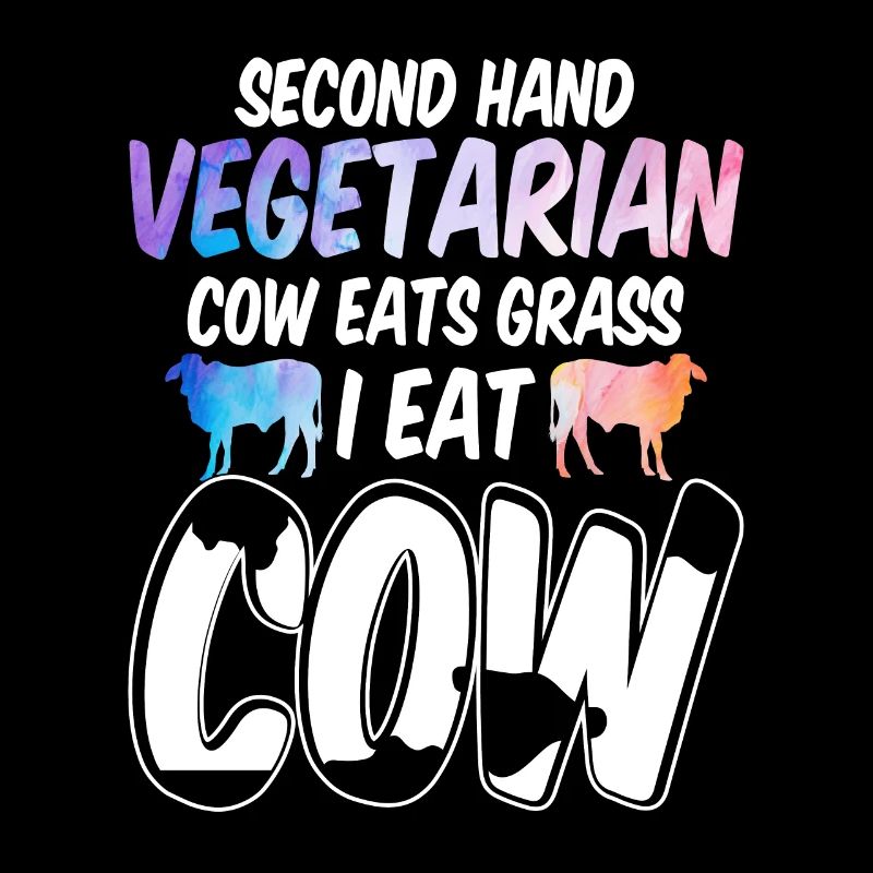Second Hand Vegetarian Cow Eats Grass For