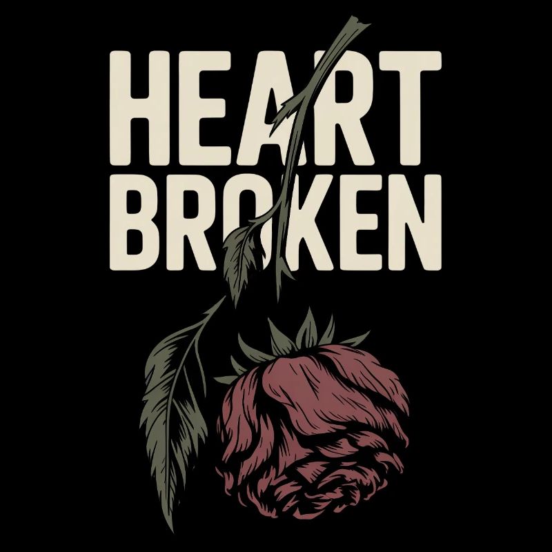 Broken Heart with Withered Rose