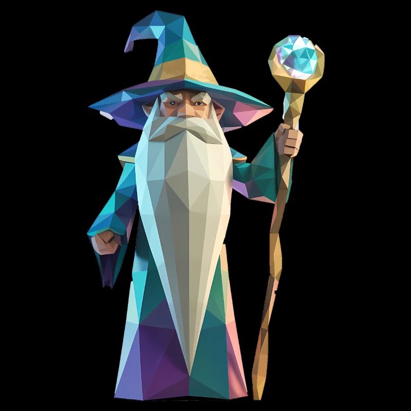Wise Wizard - Cooles Low-Poly-Logo