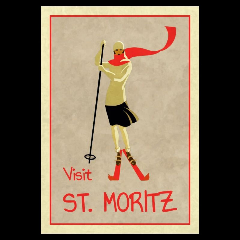 Vintage Retro Reise Plakat St Moritz