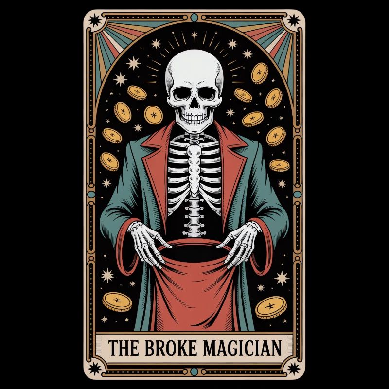 The Broke Magician Skeleton Wizard Tarot