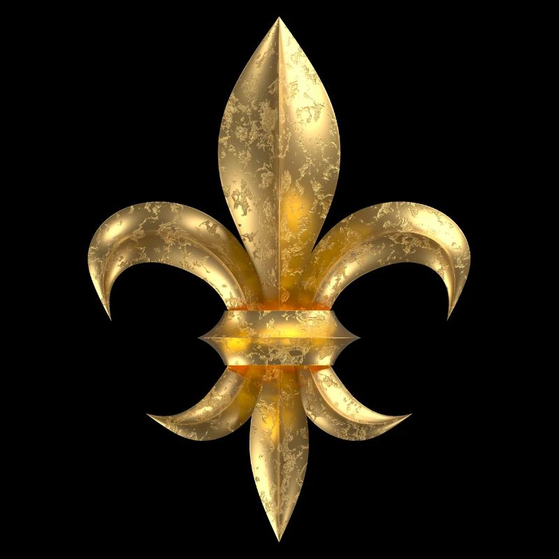 Fleur de Lys / Fleur de Lis Or-look corrodé