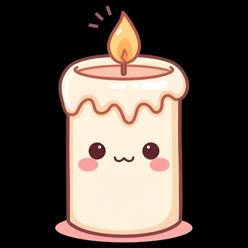 Bougie kawaii avec visage amical