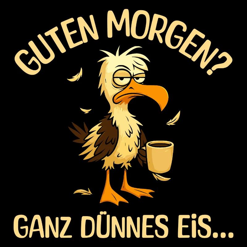 Morgenmuffel Möwe mit Kaffee