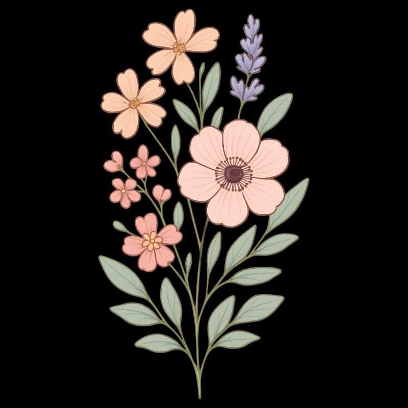 Bouquet aquarelle fleurs pastel