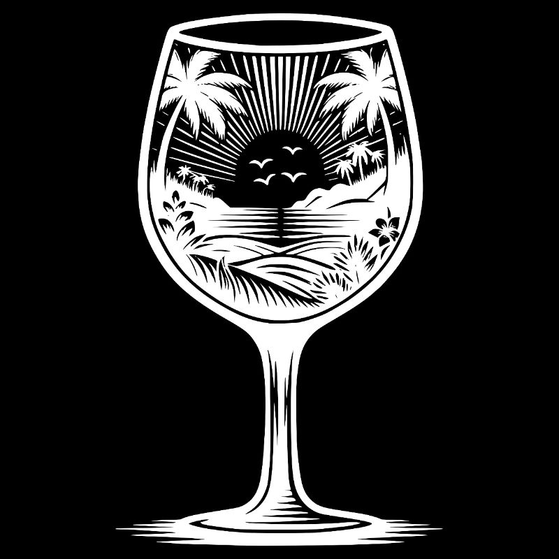 Exotic Sunset Beach Motif Wine Glass