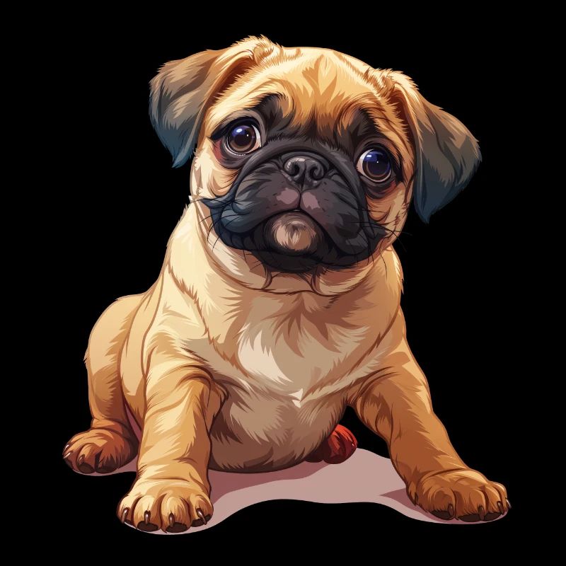 Mops Welpen sitzend