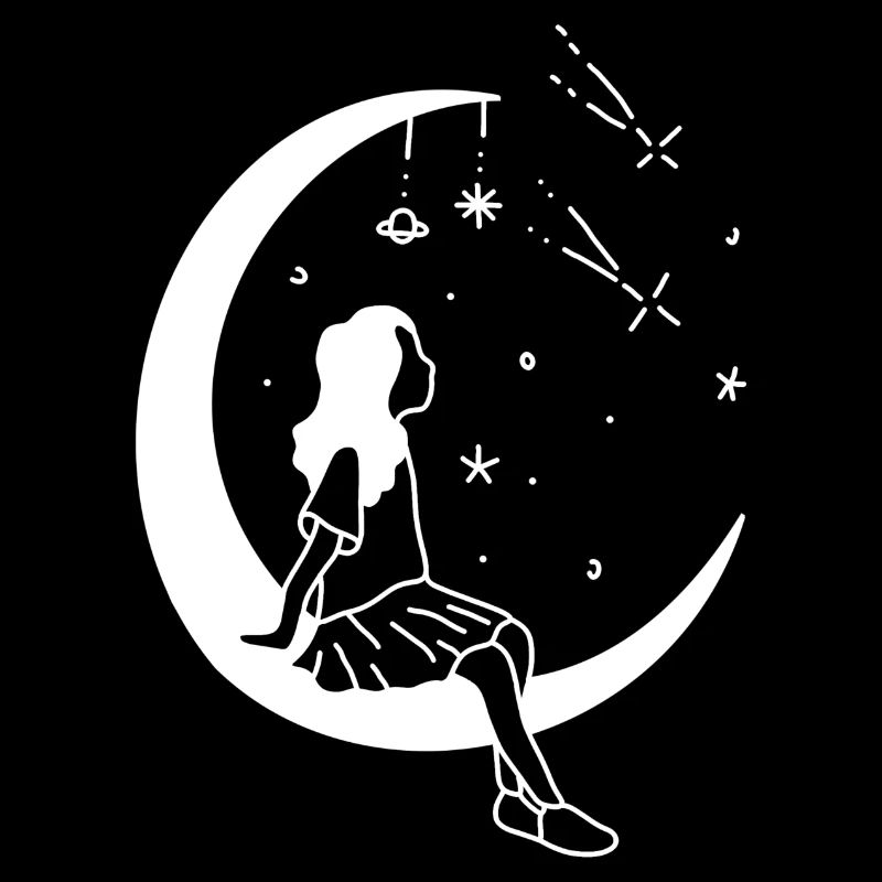 Mädchen Mond Sterne