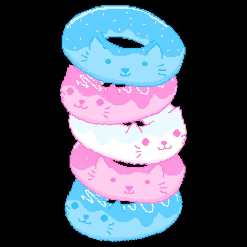 Trans Pride Cat 8-Bit Pixel Donut Stack Trans