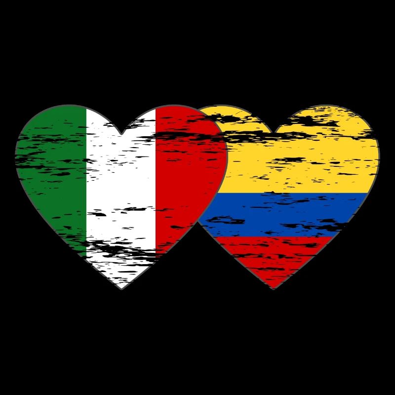 Italie Colombie Drapeau Coeur Utilisé