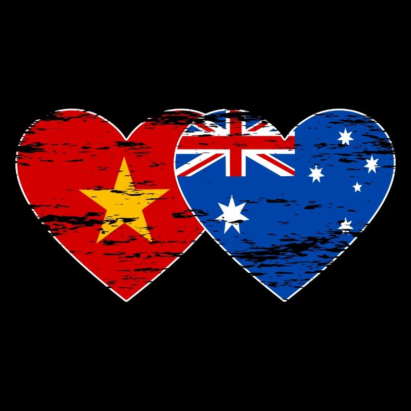 Vietnam Australie Drapeau Coeur Utilisé