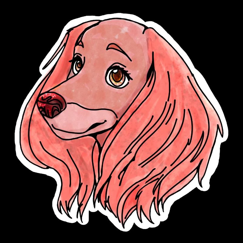 Pink dog with floppy ears