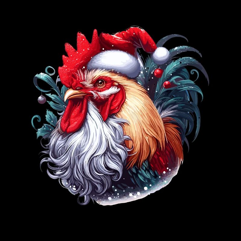 Coq de Noël avec conception de chapeau de père Noël pour Noël agriculteurs
