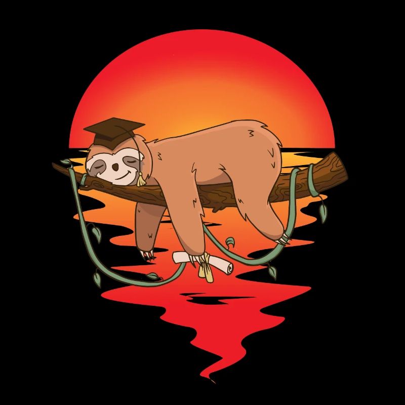 Sloth Student Diploma High School Student Studying Student Tired