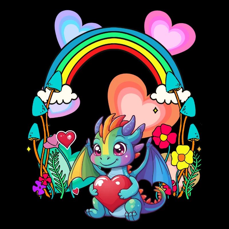 Regenbogen Drachen Drache Herz Geburtstag Kinder