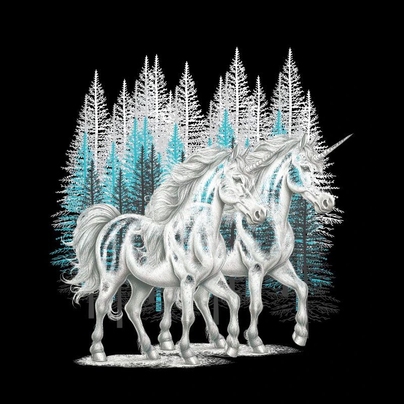 Wald Einhörner Einhorn mystisch Pferd Pferde