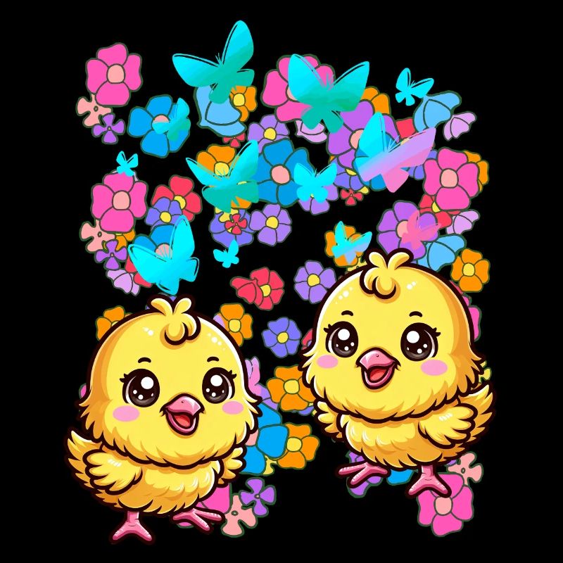 Joyeuses Pâques Fleurs poussin Enfant Enfants Bébé Fleur