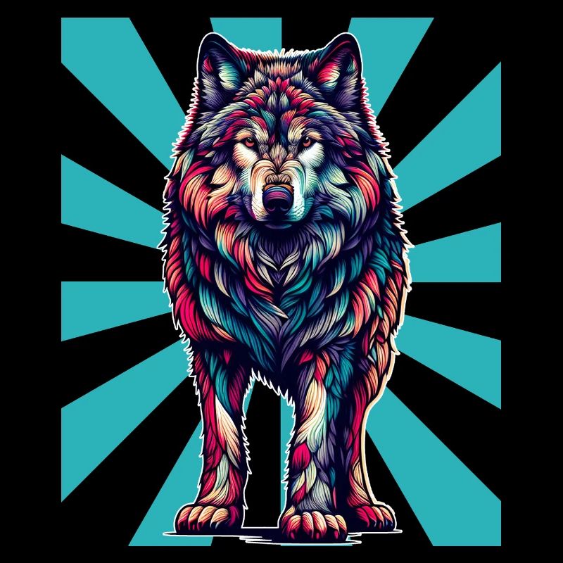 Retro Vintage Wolf Tattoo Wölfe