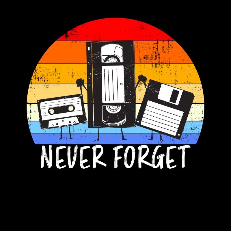 Vintage Cassette Floppy DISK VHS Never Forget