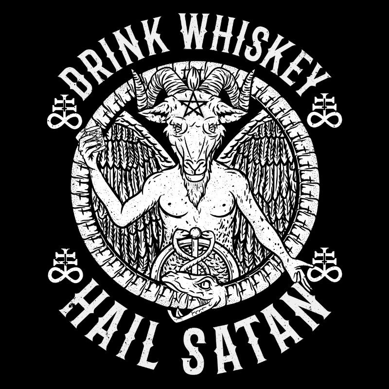 Hail Satan T-Shirt Whiskey Alcohol devil intoxication