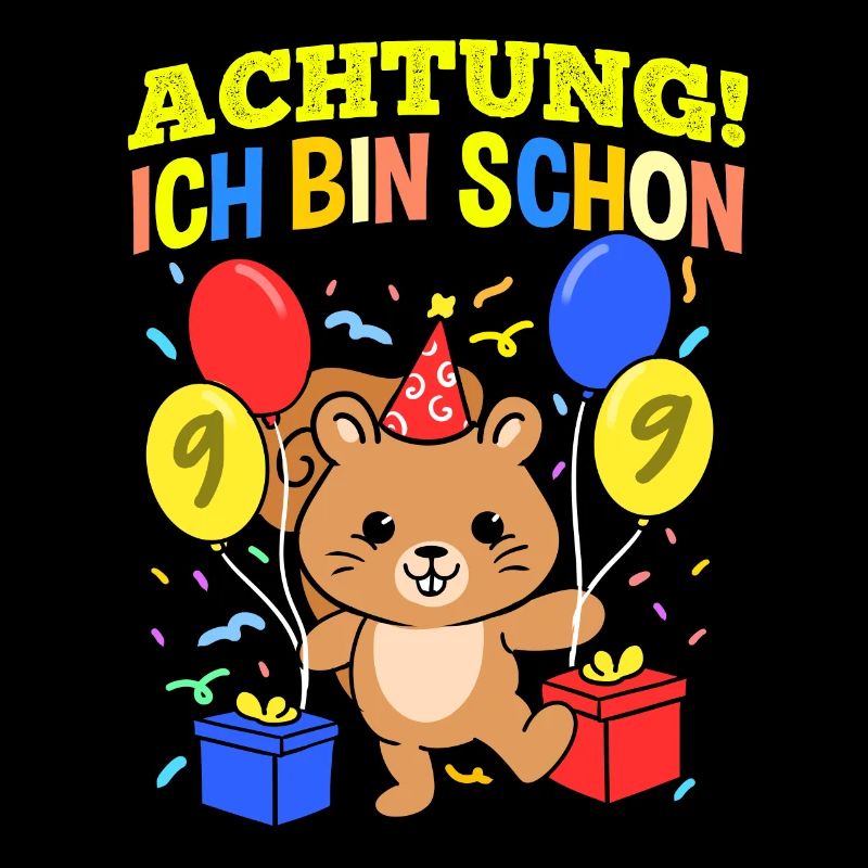 Achtung Ich Bin Schon 9 Geburtstag Eichhörnchen
