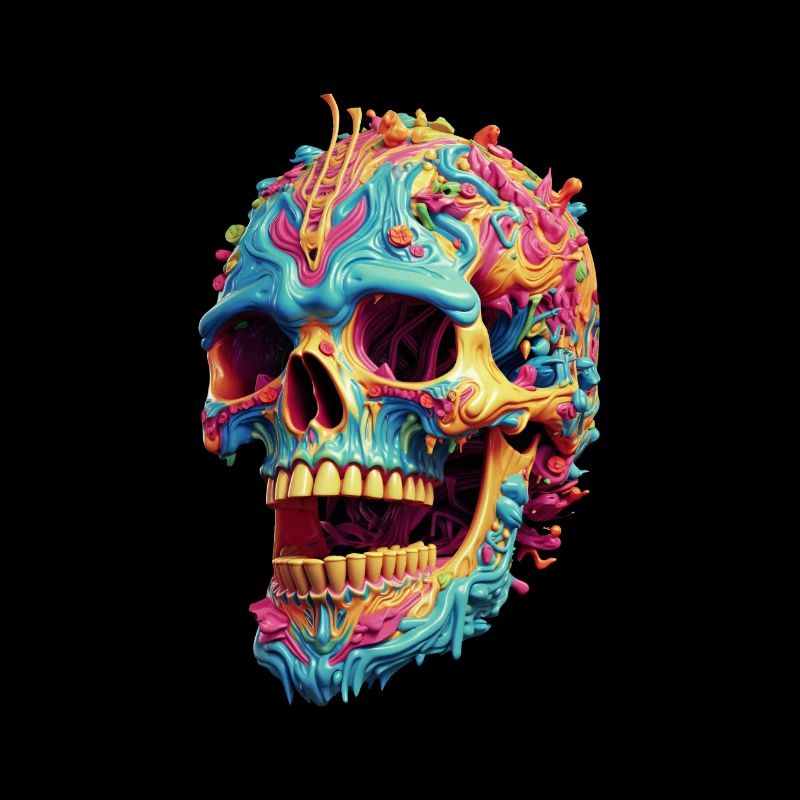 Skull Skull coloré 3D Punk Pop coloré