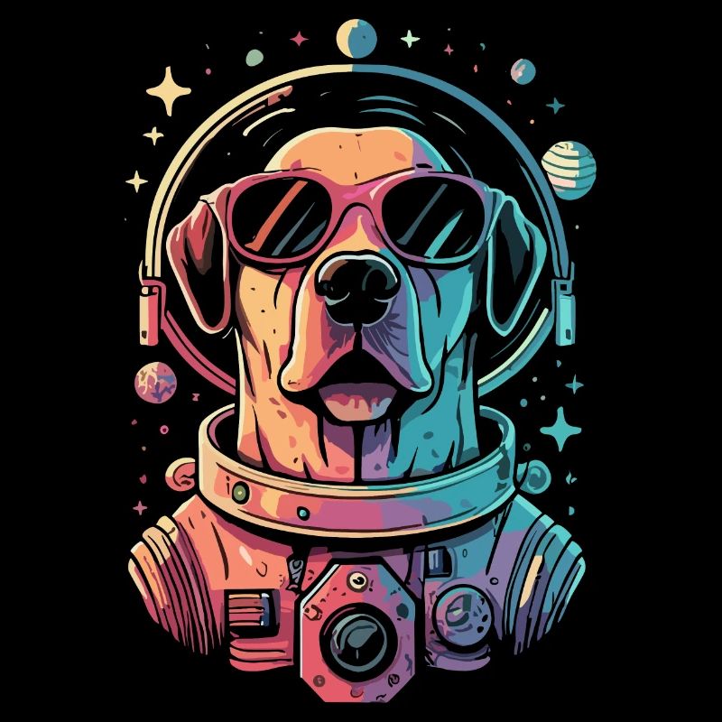 Chemise Labrador de l’espace rétro oeuvre colorée