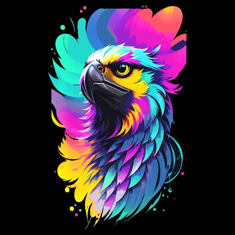 Colorful Eagle in Splash Art Style