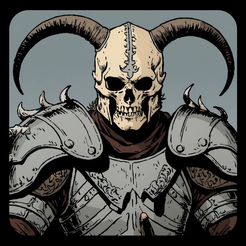 Viking warrior with skull mask and horns