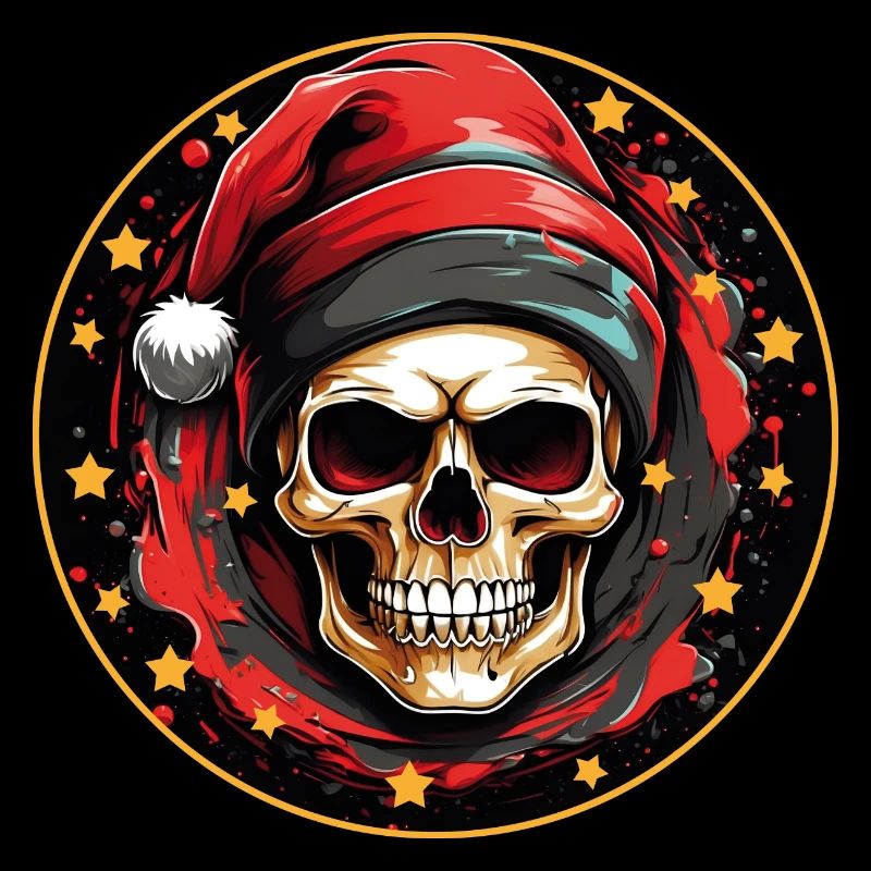 Crâne comme crâne de Père Noël avec chapeau de Père Noël