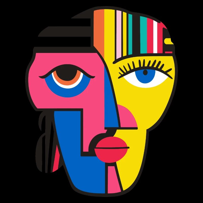 Conception d’art de visage abstrait audacieux et coloré