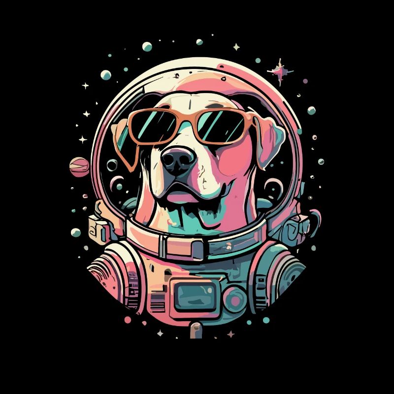 Chemise Labrador de l’espace rétro oeuvre colorée